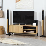 Tv Stand Cabinet With Sliding Door, Natural