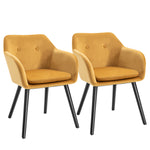 Modern Upholstered Fabric Bucket Seat Dining Room Armchairs | Yellow