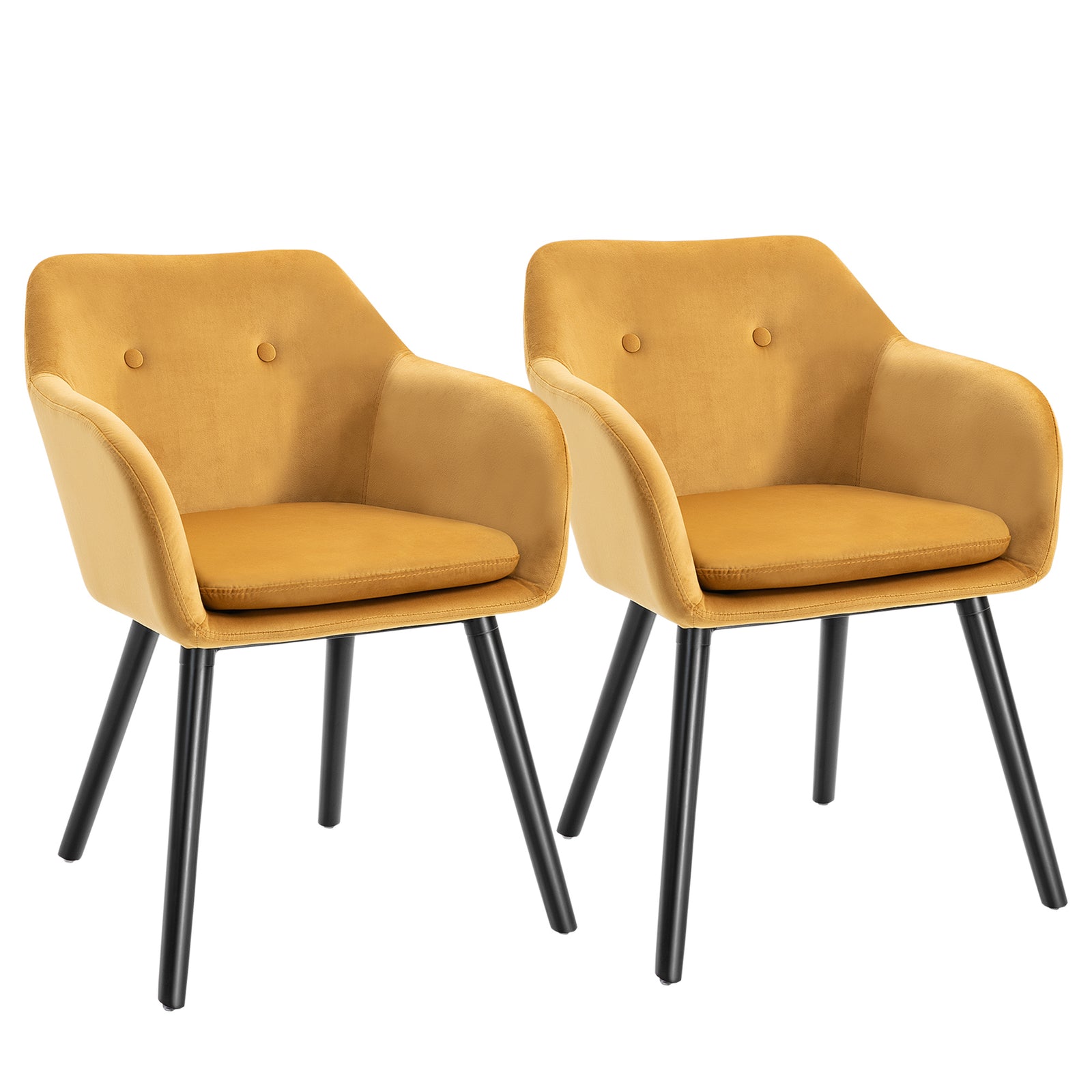 Modern Upholstered Fabric Bucket Seat Dining Room Armchairs | Yellow