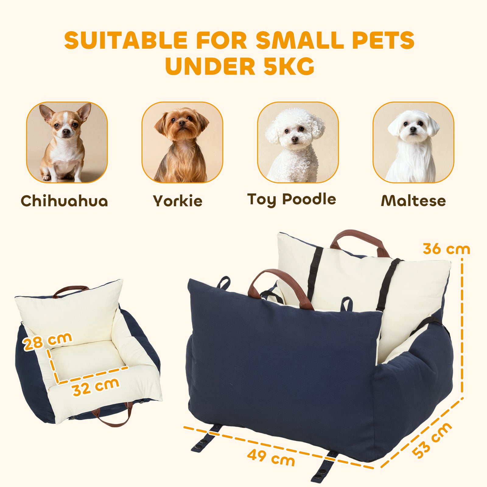 Dog Car Seat, Cosy Pet Car Booster Seat For Small Dog Under 5 Kg