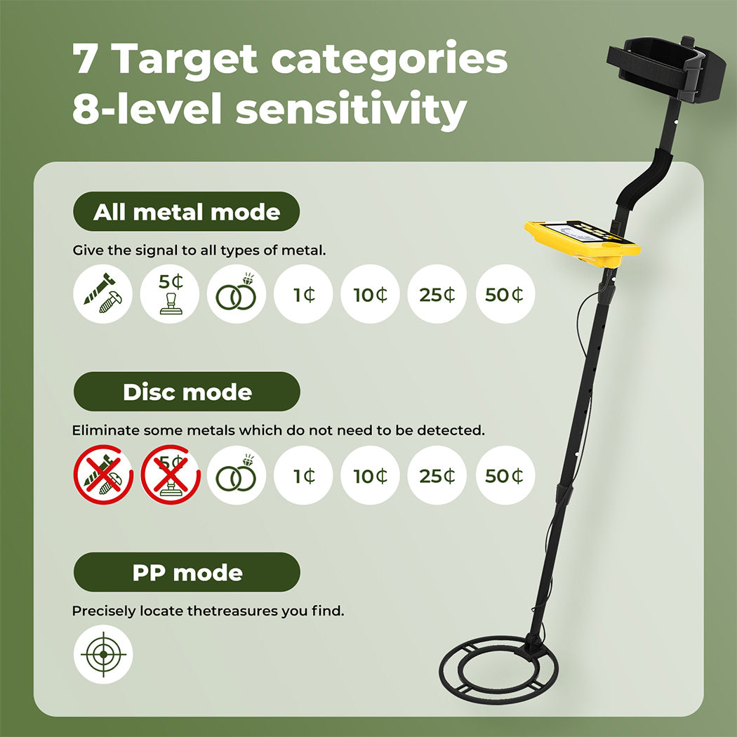 Deep Professional Metal Detector Hunt Treasure Gold Coins Waterproof | Black