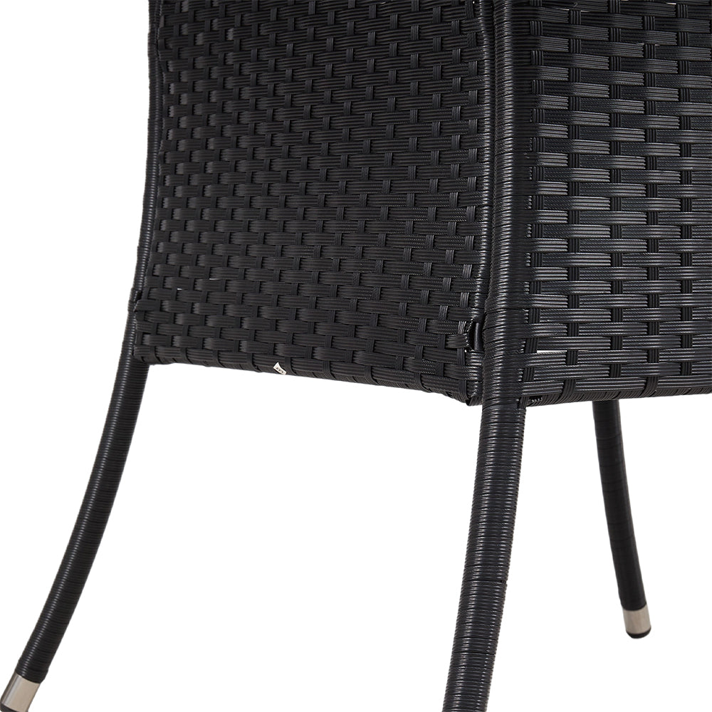 Garden Rattan Tempered Glass Top Round Table With Parasol Hole - 100cm Dia X 72cm