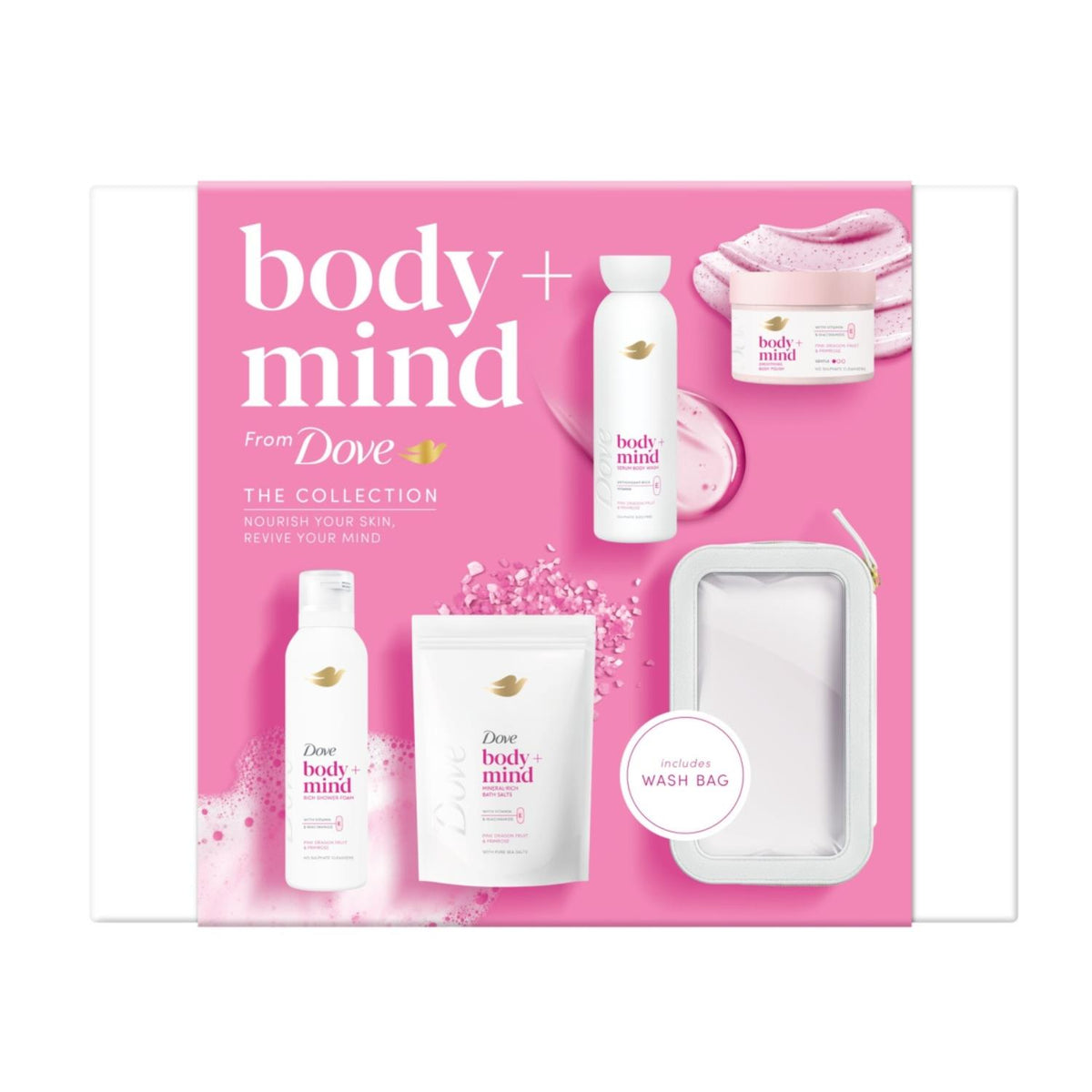 DOVE Body And Mind Collection Gift Set For Her With Bath Salts, 4pc