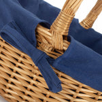 Wicker Shopping Basket Buff Willow Oval Shopper | Navy Blue