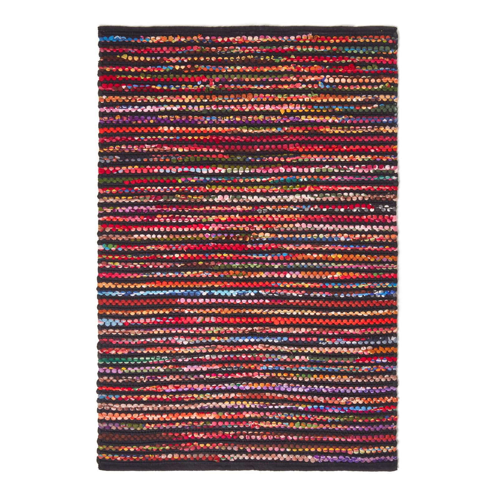 Handwoven Multi Coloured Recycled Chindi Folk Rug | 120cm x 180cm | Multi Colour