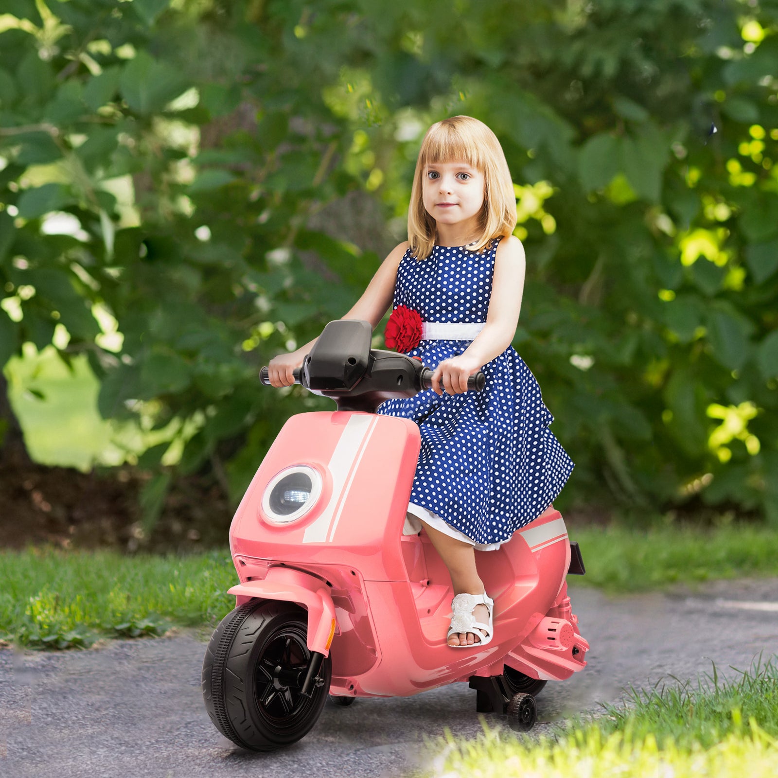 6v Kids Electric Motorbike With Headlight And Music | Pink