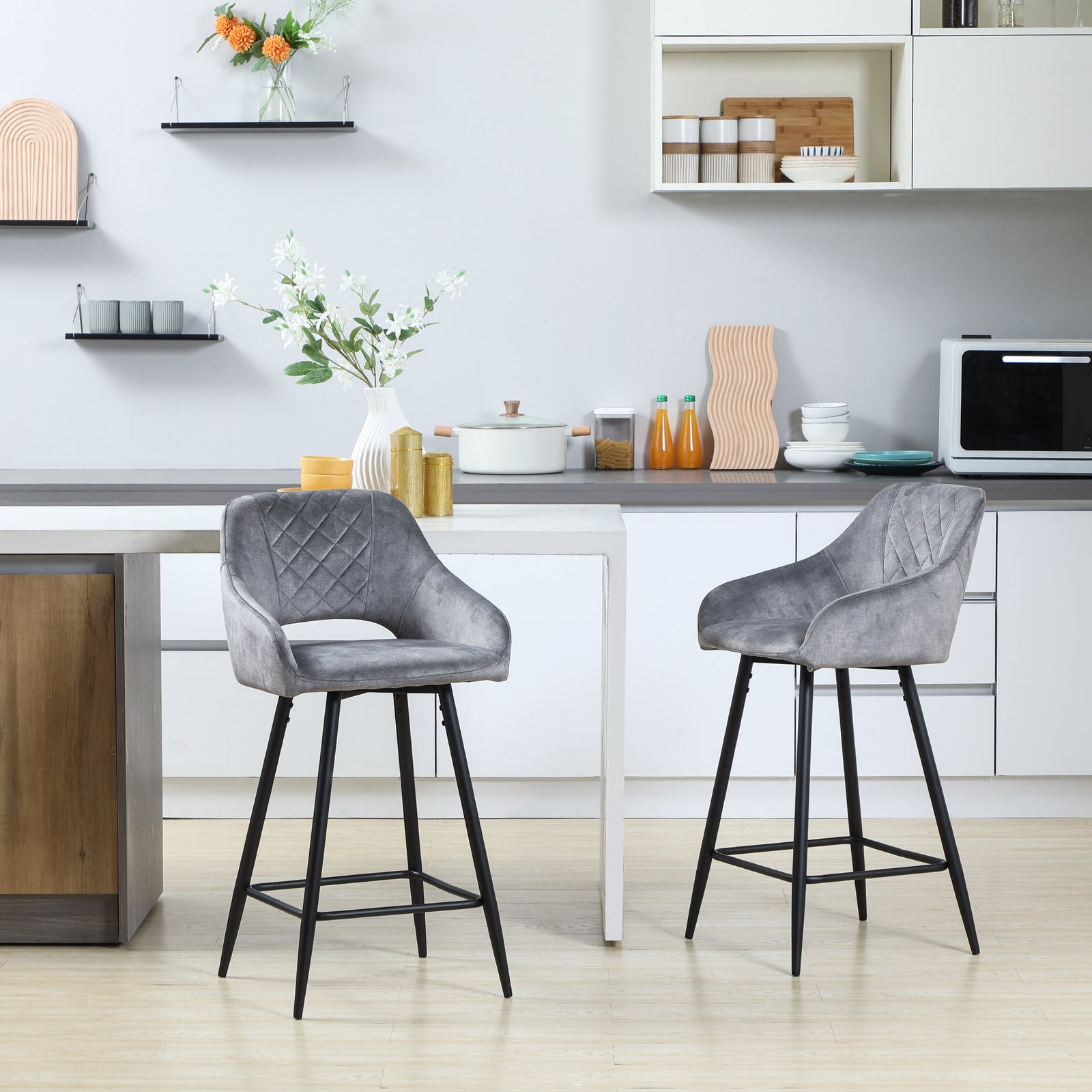 Velvet-touch Bar Stools Counter Set Of 2