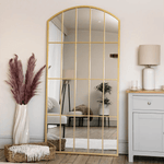 Tomi - Metal Arched Lattice Window Mirror | 180cm x 90cm | Gold
