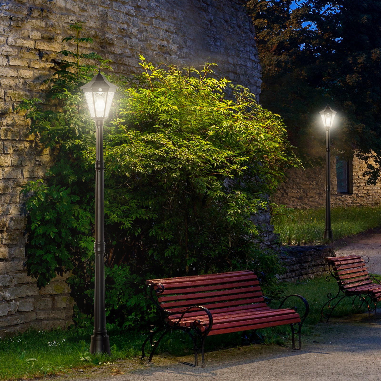 Garden Lamp Post Light Led Solar Powered Lantern Lamp