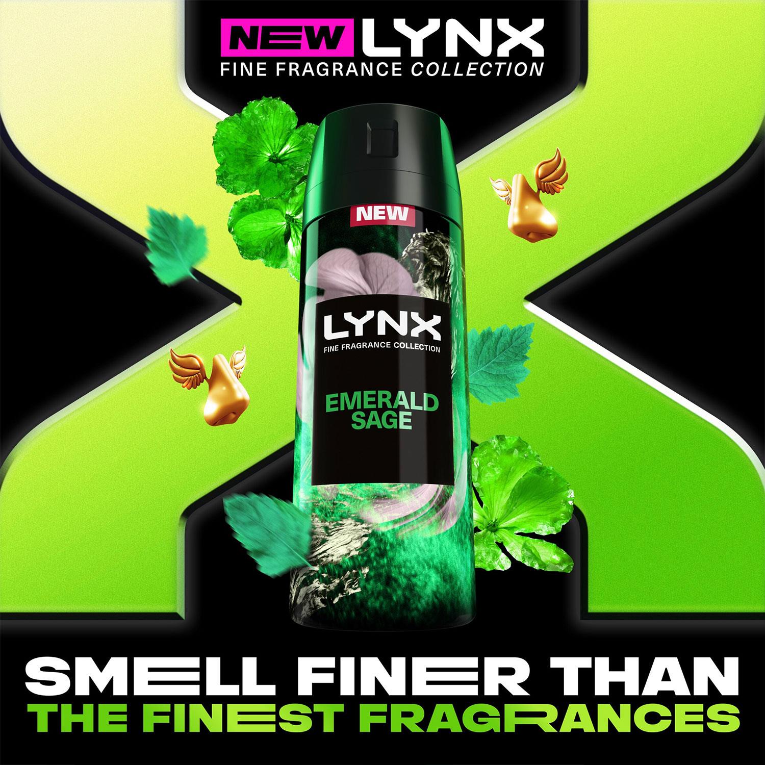 Lynx Fine Fragrance Collection Emerald Sage Deodorant Body Spray 150ml, 6 Pack