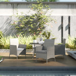 Rattan Outdoor Dining Table And Chairs For 4, Light Grey