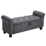 Linen Storage Ottoman Bench with Splayed Armrests, 115cm - Stylish Chaise with Hidden Storage and Rubberwood Legs