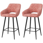 Velvet-touch Bar Stools Counter Set Of 2 | Pink