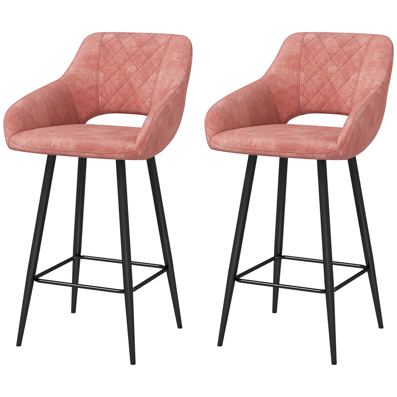 Velvet-touch Bar Stools Counter Set Of 2 | Pink