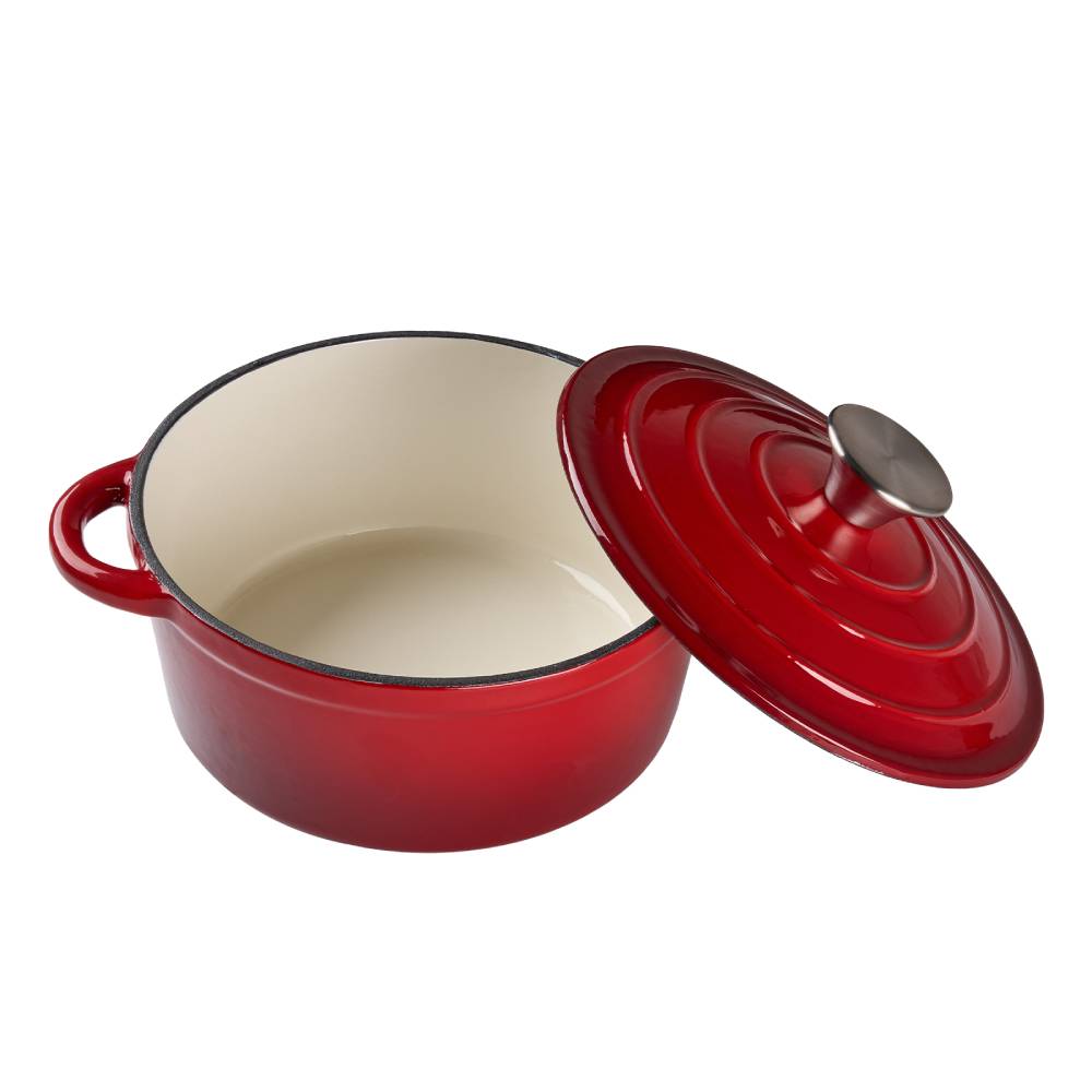 Enameled Cast Iron Dutch Oven With Lid, Heavy-duty Round Casserole Pot, Oven Safe Up To 500°f | 6L | Red
