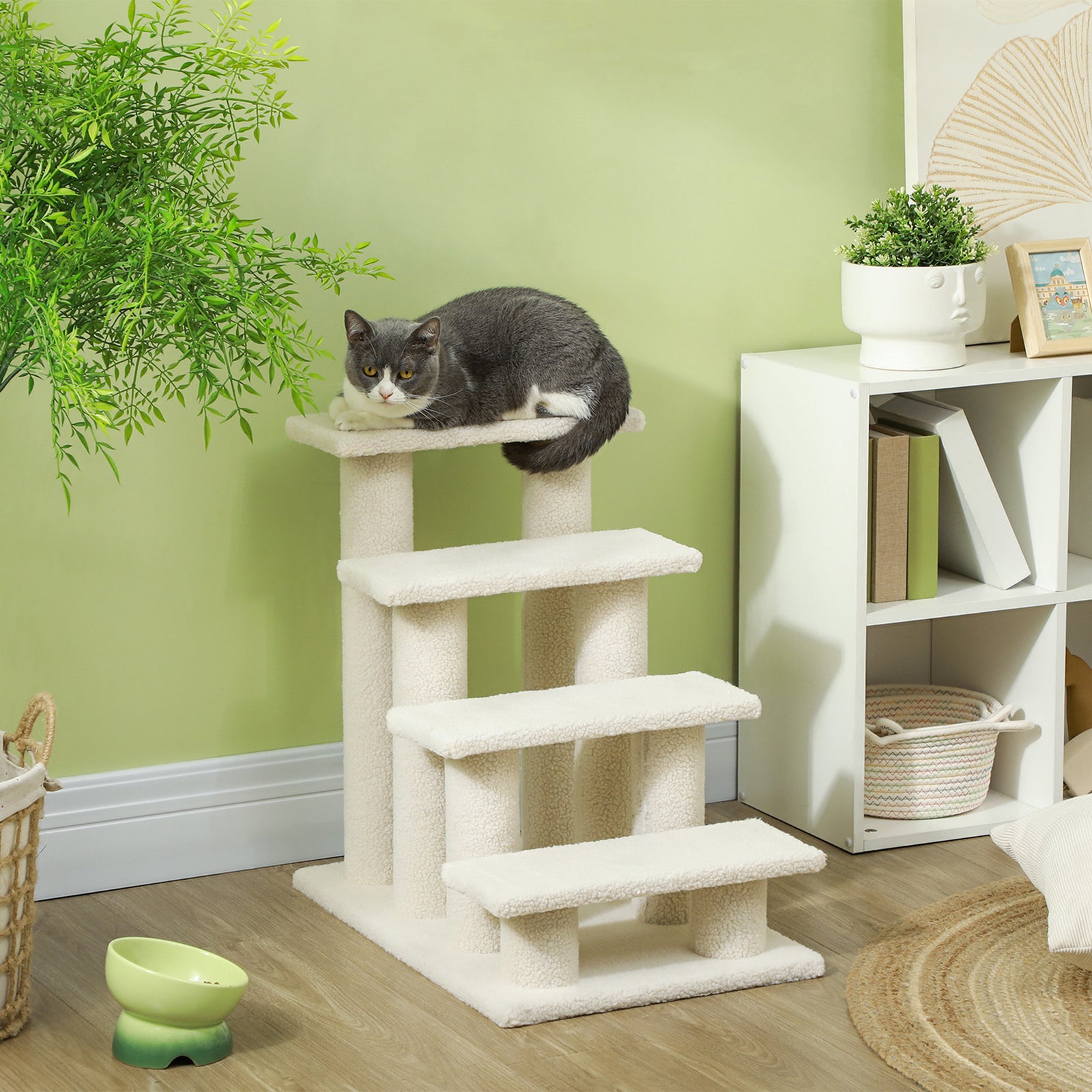Dog Steps For Bed 4 Step Pet Stairs For Sofa Dog Cat Climb Ladder | Brown