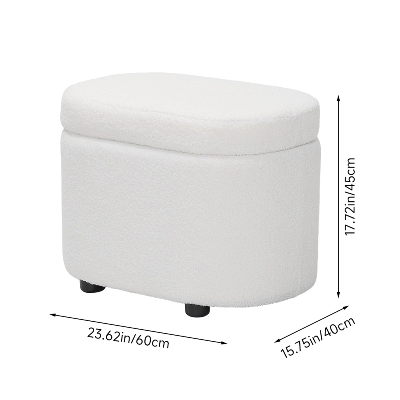 Breeins Modern Teddy Fleece Storage Ottoman With Plastic Legs