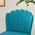 Velvet-feel Shell Accent Chair Bedroom Lounge Metal Legs | One Size | Blue