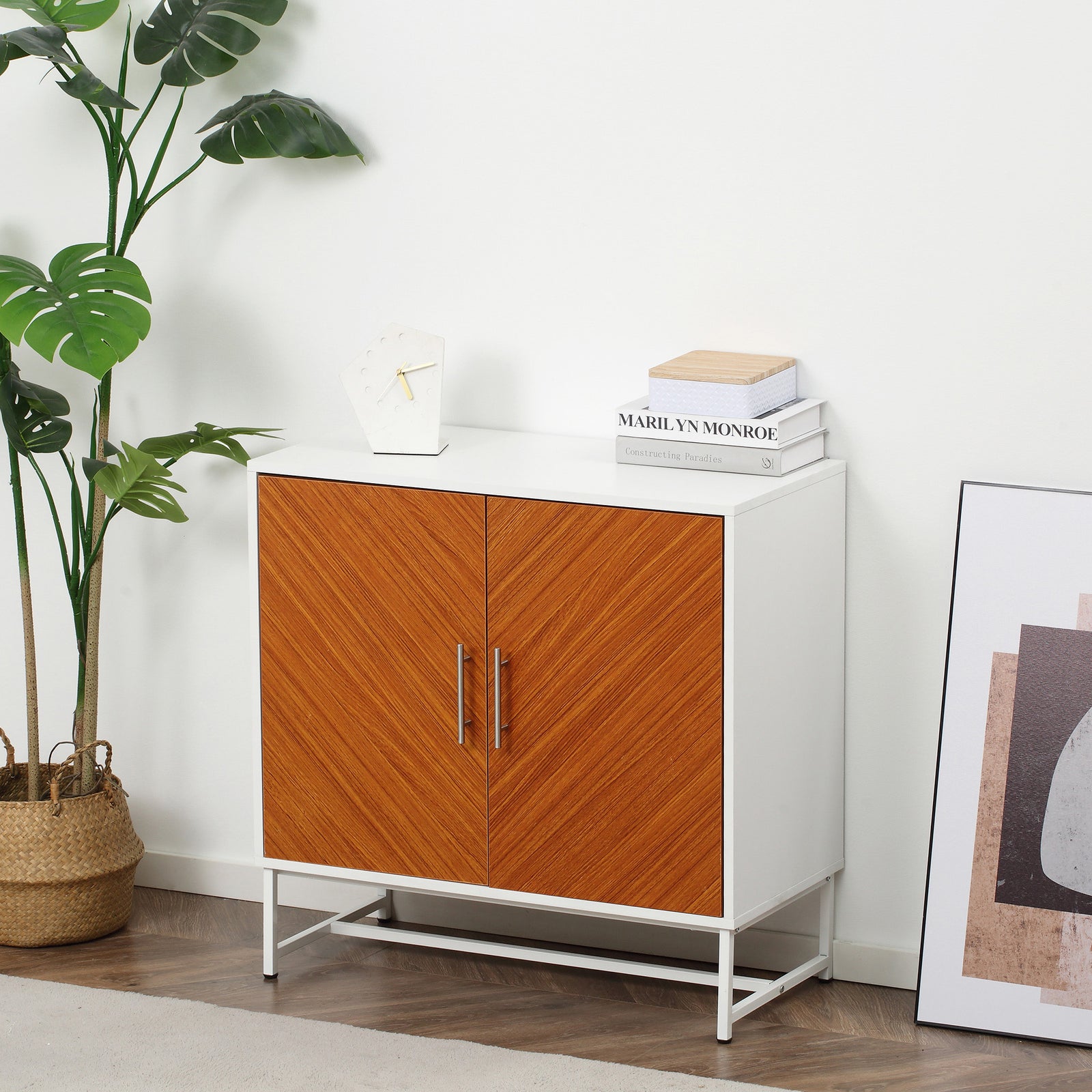 HOMCOM Freestanding Kitchen Storage Cabinet Cupboard Metal Base