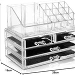 Glamsmacked Acrylic Makeup Organiser Clear 4 Drawer Storage For Cosmetics