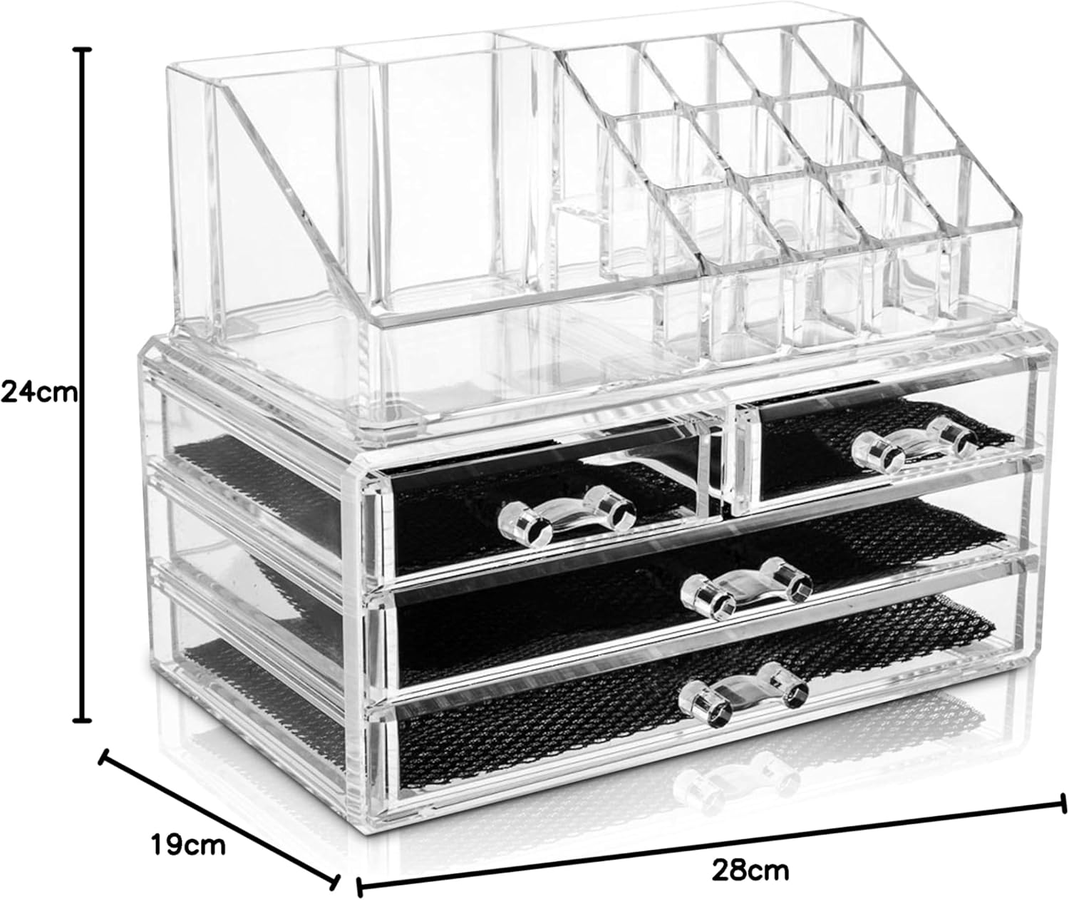 Glamsmacked Acrylic Makeup Organiser Clear 4 Drawer Storage For Cosmetics