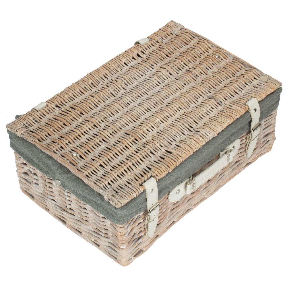 Wicker 45cm White Wash Empty Picnic Basket | Gray