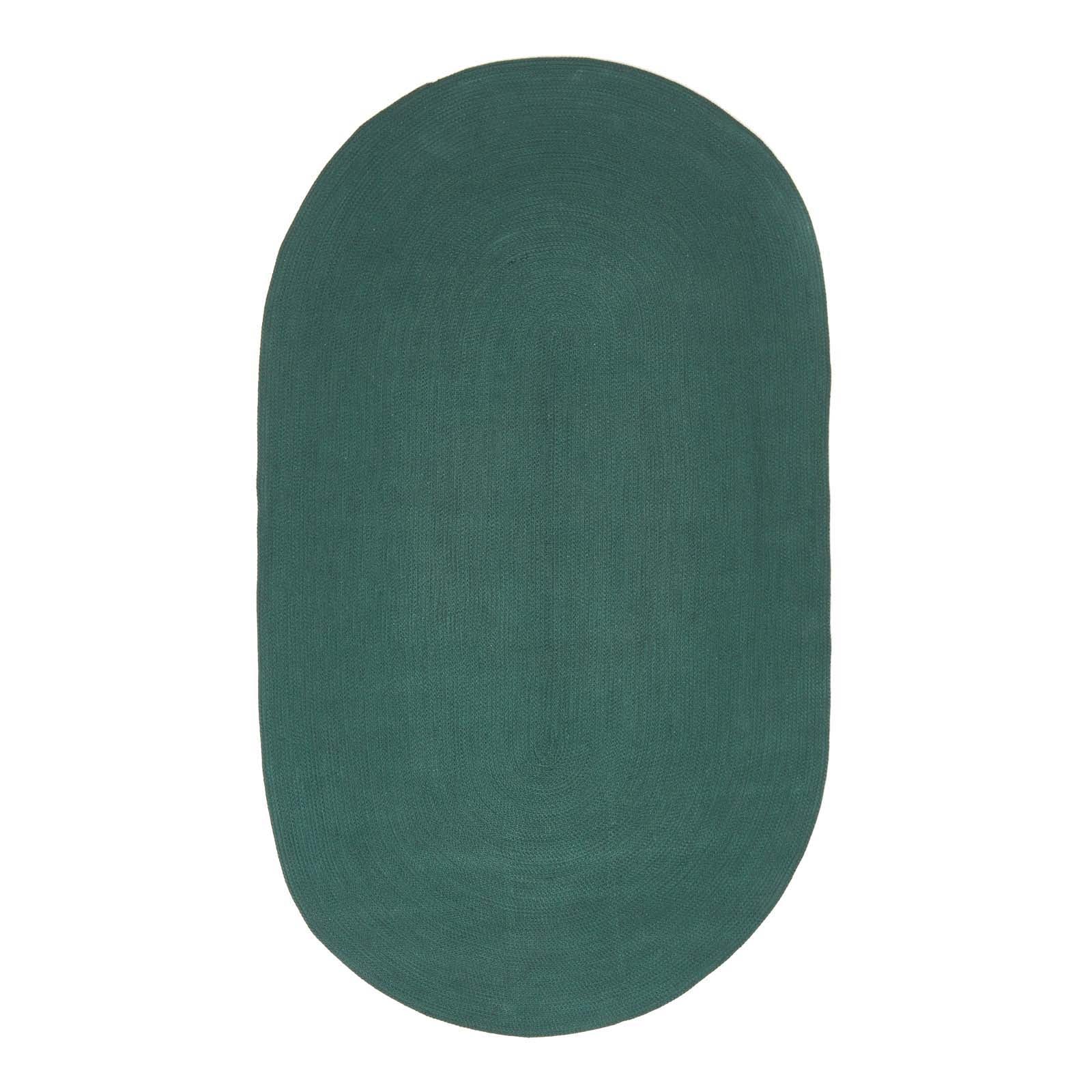 Handmade Woven Braided Oval Rug | 170cm | Forest Green