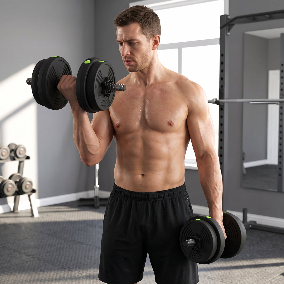 SPORTNOW 15kgs 2-in-1adjustable Barbell & Dumbbells Set, Black And Green