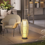 Grey Solar Rattan Floor Lamp
