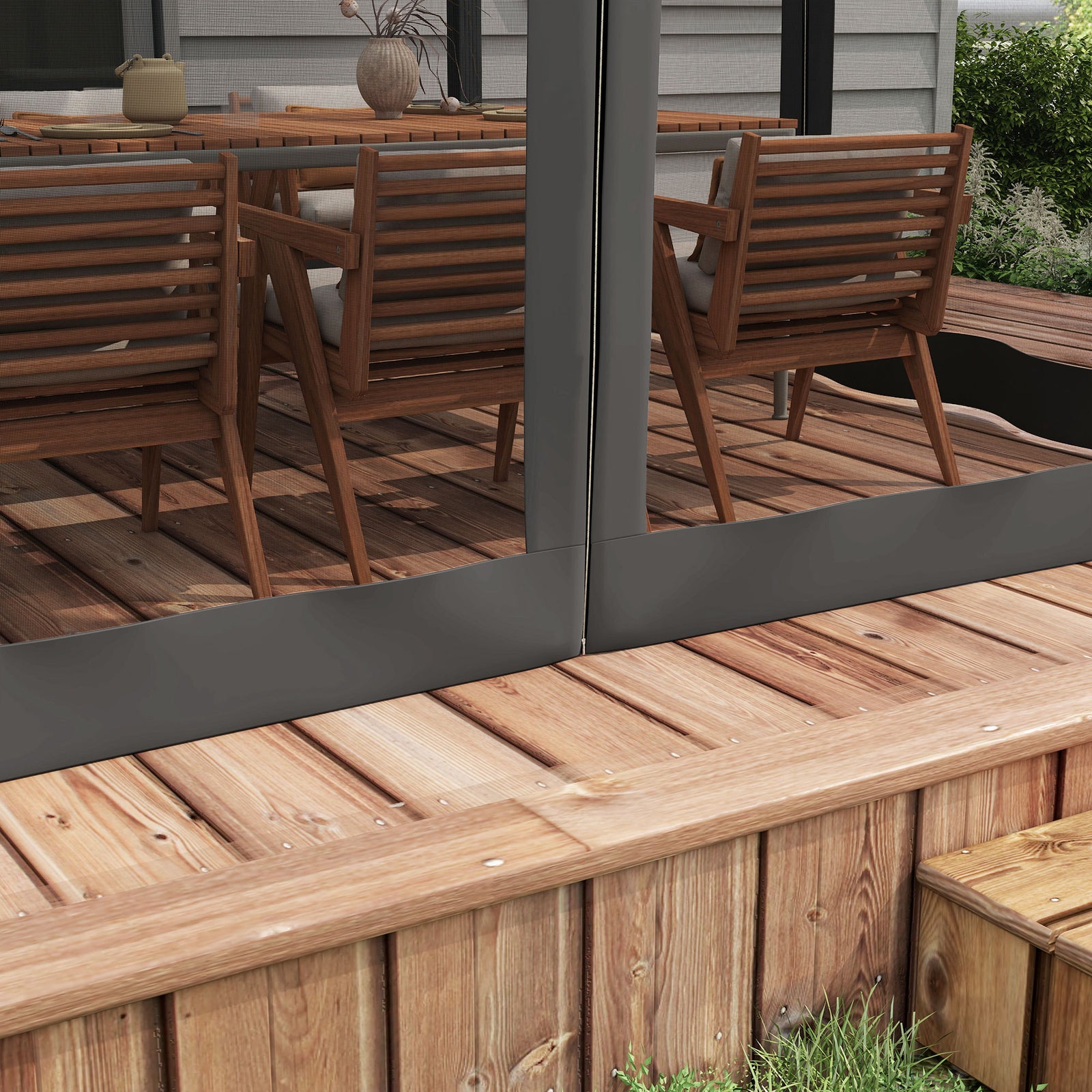 Retractable Pergola Canopy With Netting, Metal Frame | Medium | Dark Gray