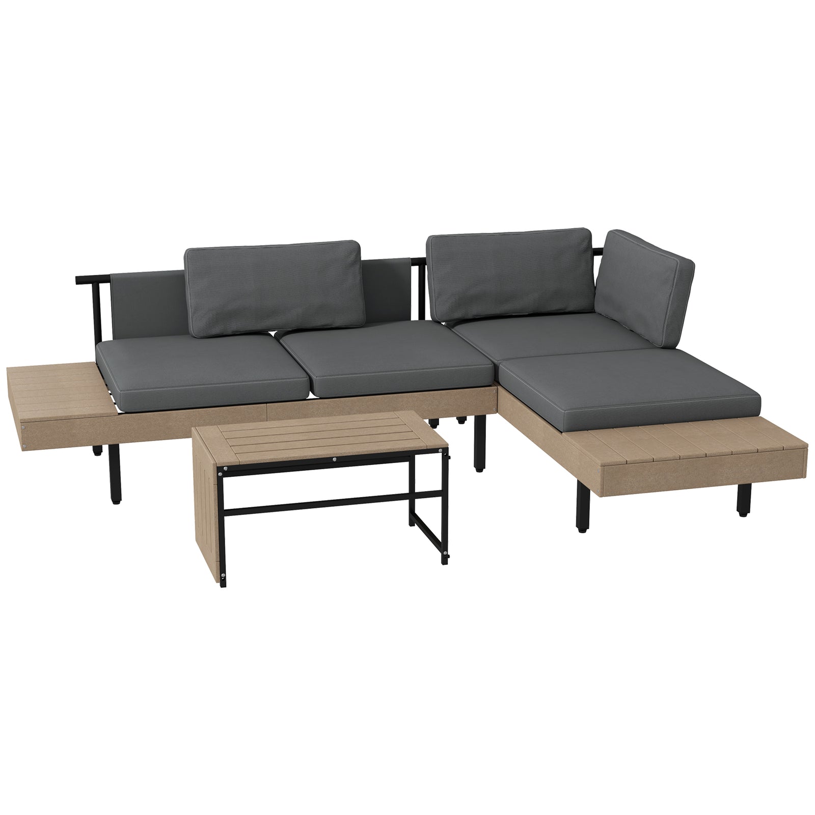 3-piece L Shape Sofa Set W/ Hdpe Table