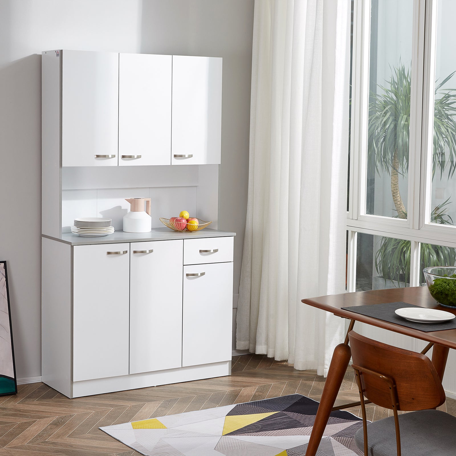 Kitchen Storage Cabinet With 6 Doors Drawer Adjustable