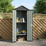 Metal Garden Storage Cabinet 2.7×1.9 Ft Apex Roof Shed With Adjustable 2 Shelves &  Lockable Double Doors | Charcoal Black