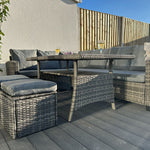 York 8 Seat Mixed Grey Rattan Corner Sofa Dining Set
