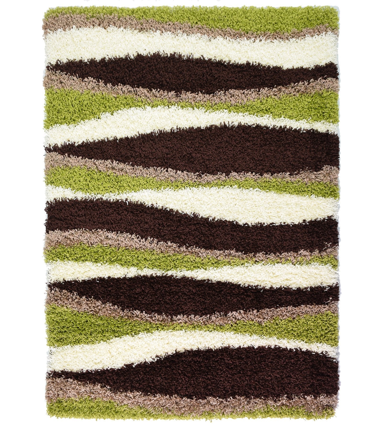 Mixed Thick Shaggy Fluffy Deep Pile Living Room Rug | 80cm x 150cm | Green