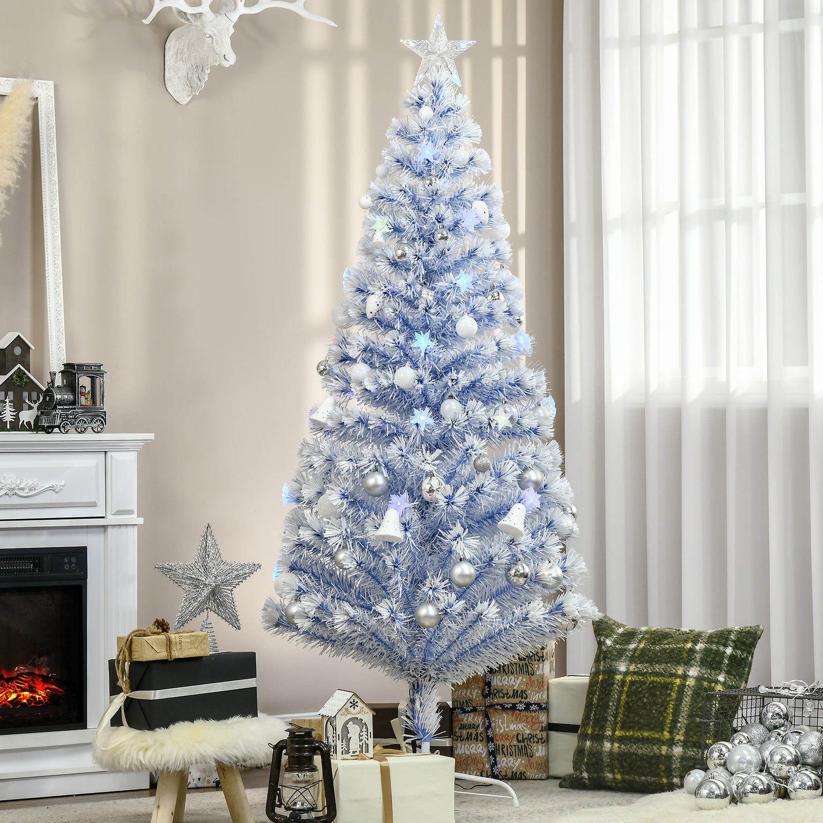 4/5/6ft Fibre Optic Christmas Tree With Led | 6ft | Blue