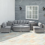 6 Pcs Outdoor Rattan Sofa Set Conversation Cushions