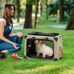 Collapsible Dog Crate Foldable Pet Carrier For Cats Small Dog 65x45x45cm