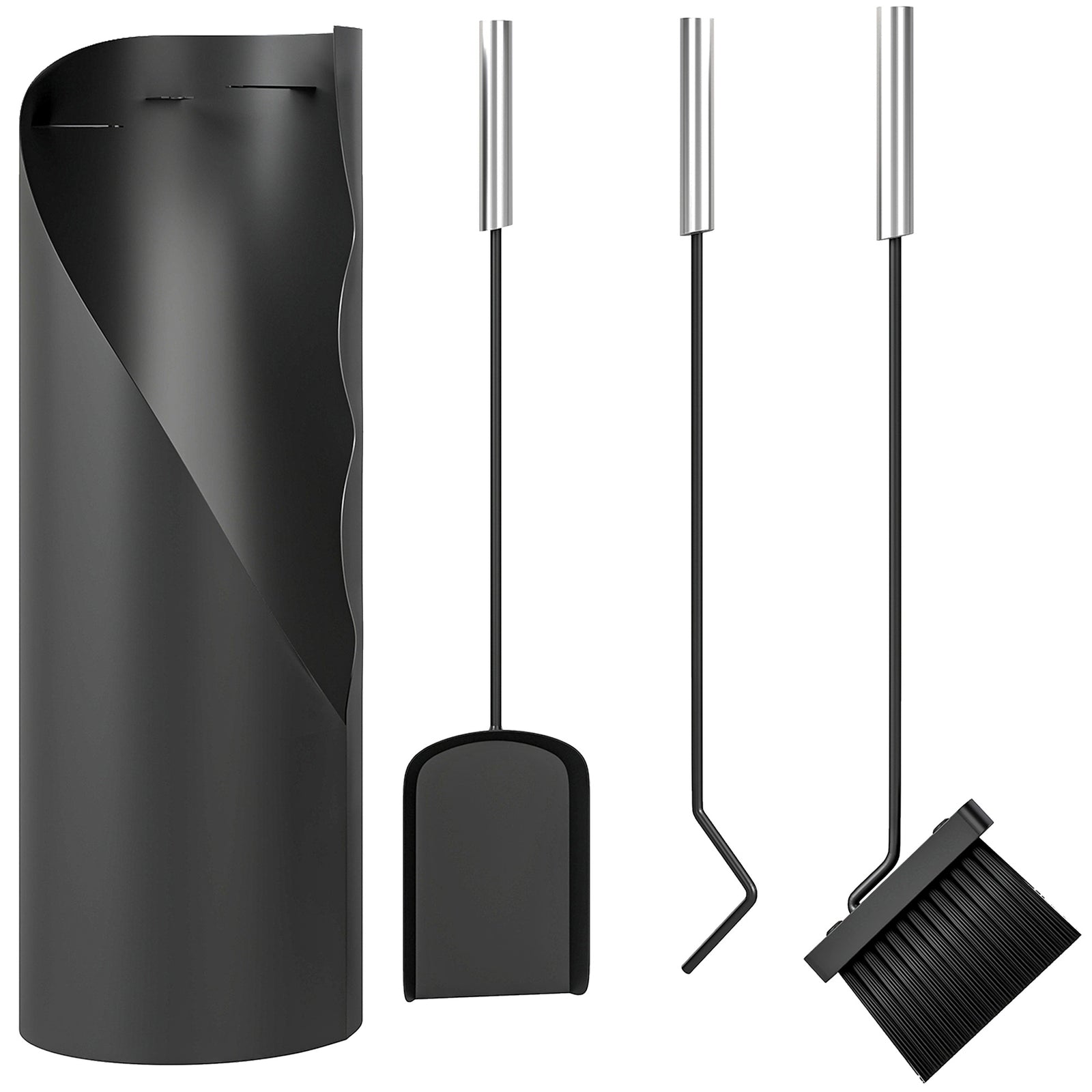 Outsunny 4 Pcs Fireplace Companion Set, Metal Fireside Companion