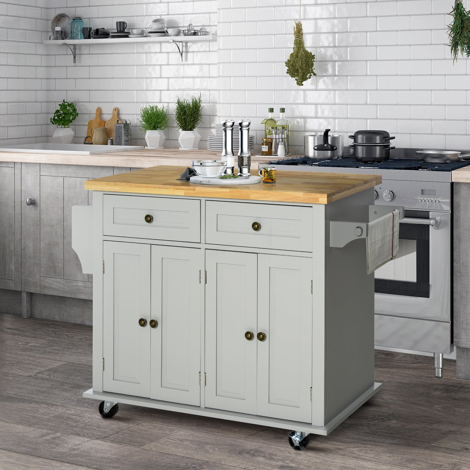 Microwave Island With Storage, Drawers