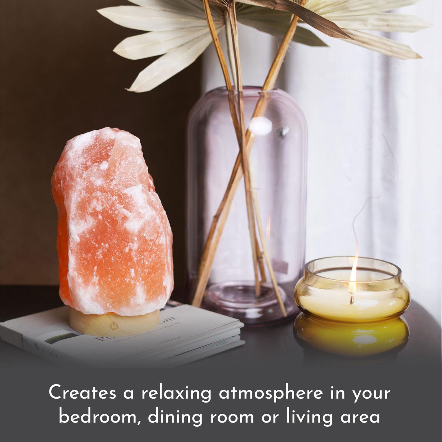 Himalayan Salt Lamp Home Decor Mood Light With Dimmer And Flame Main