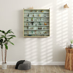7-tier Wall Display Cabinet W/ Shelves Glass Doors | Oak