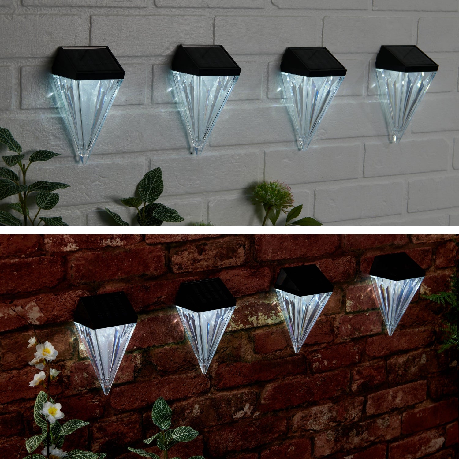 Solar Powered Diamond Lights, Pack Of 4