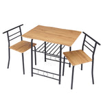 Live Edge Compact Dining Set, Table & 2 Chairs, W80 X D53cm | Black