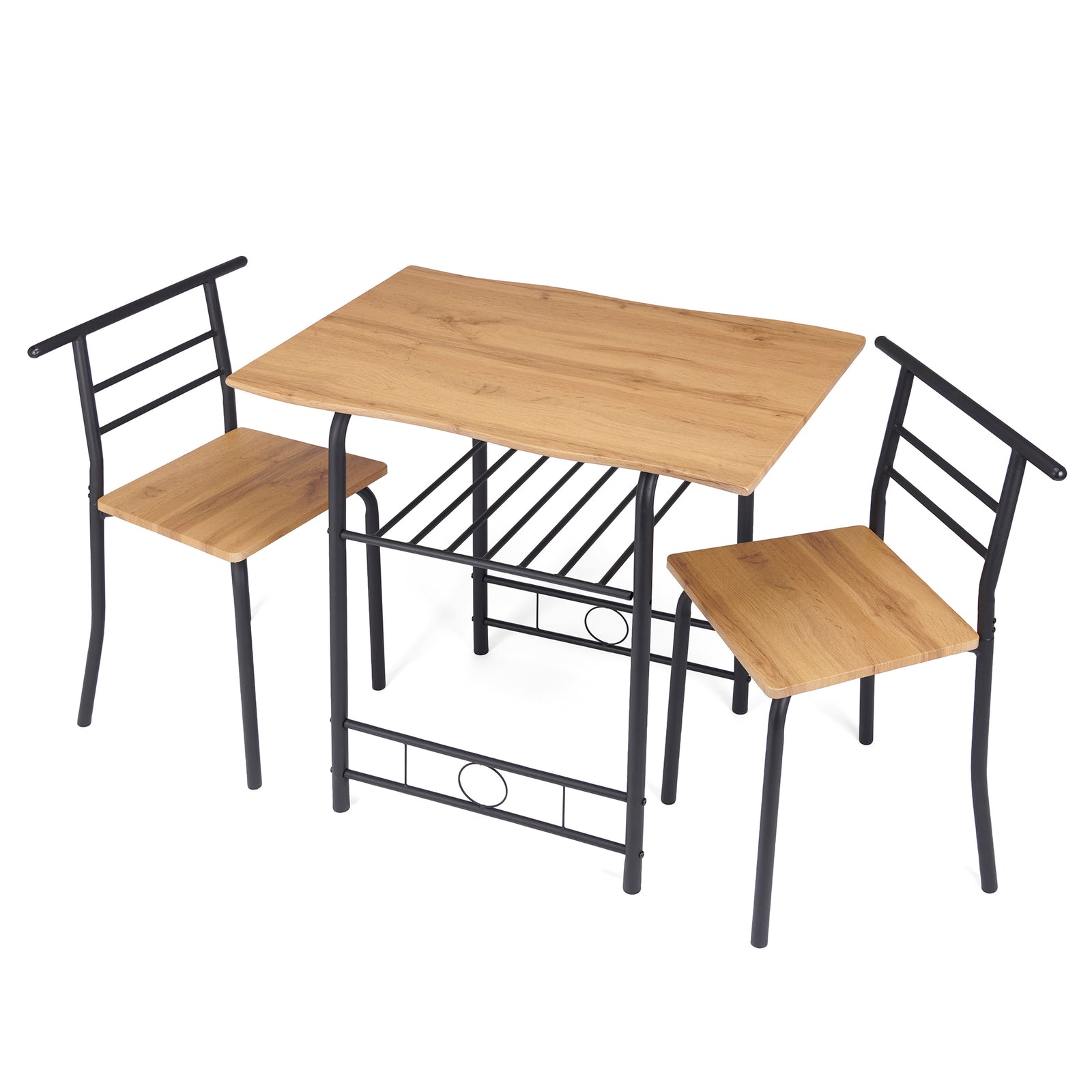 Live Edge Compact Dining Set, Table & 2 Chairs, W80 X D53cm | Black