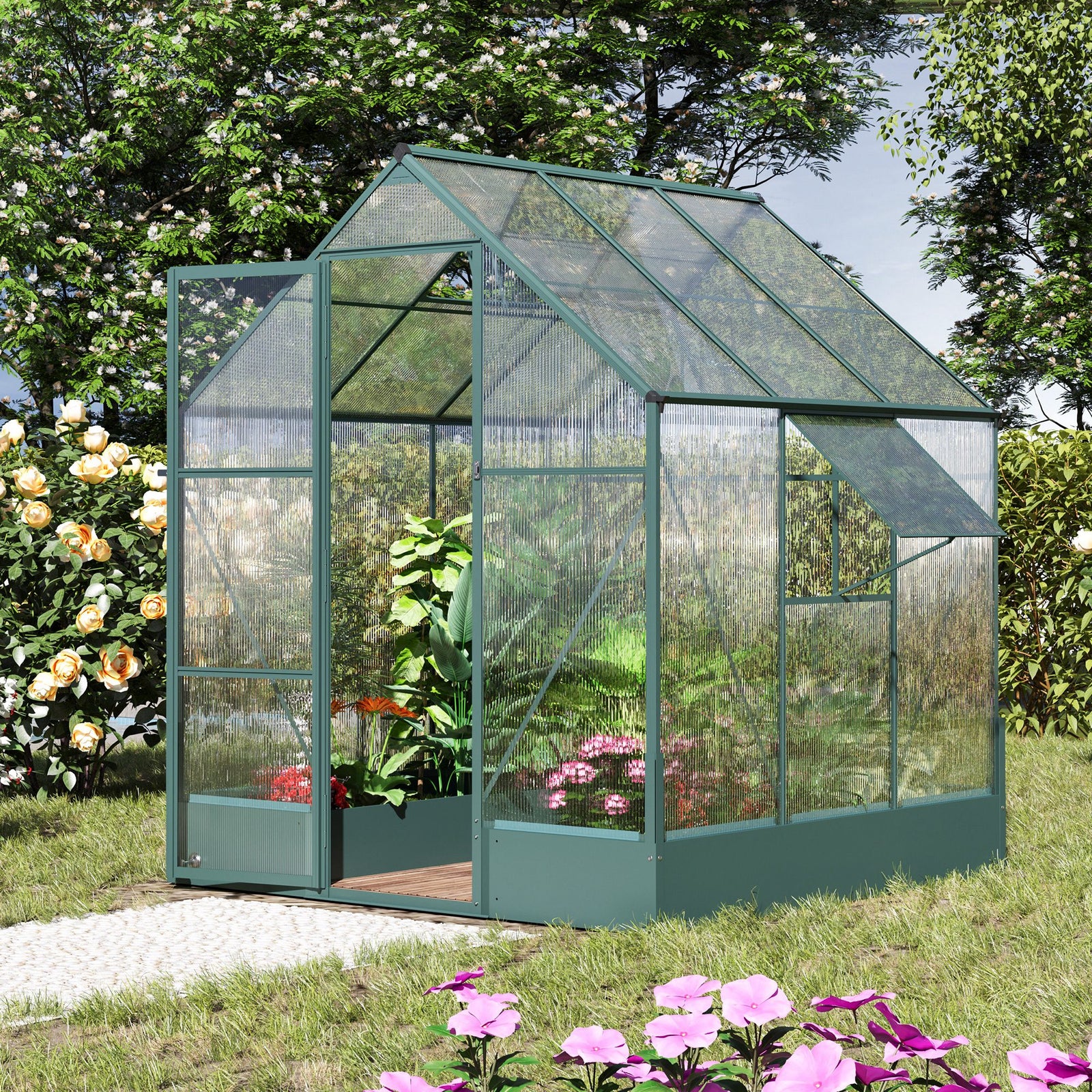 Walk-in Polycarbonate Greenhouse - 6x6ft