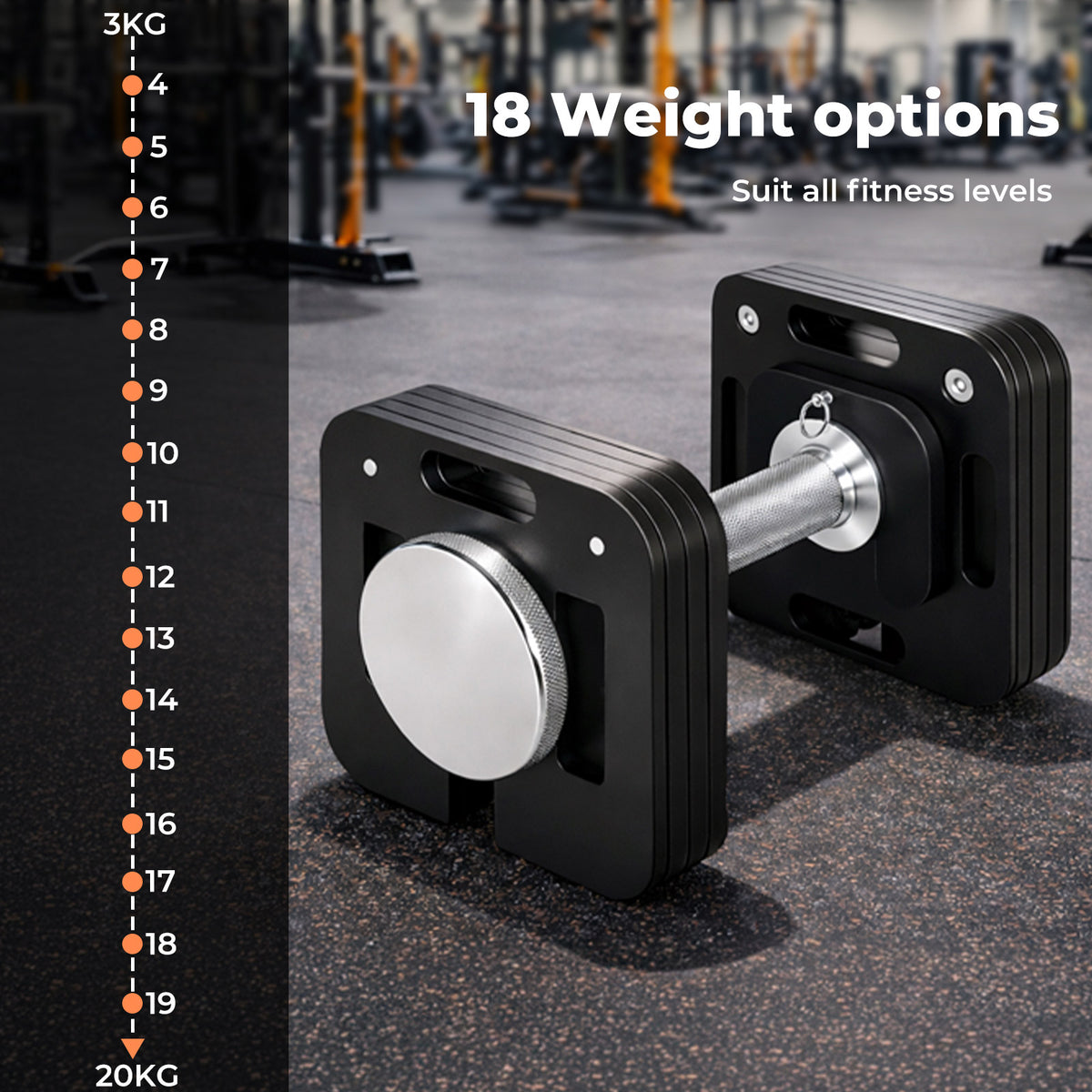 Centra Adjustable Dumbbell 4-20kg Auto Lock Home Gym Weight Training Fitness