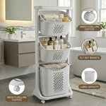 Laundry Basket Bathroom Clothes Storage On Wheels