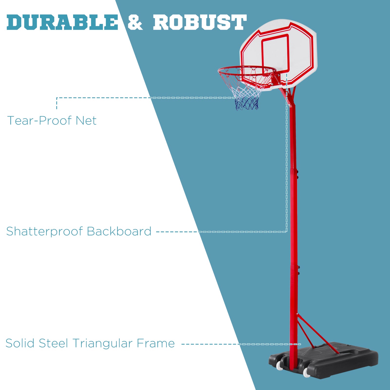 Adjustable Basketball Stand Backboard With Wheels | Red