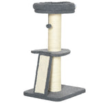 Cat Tree Kitten Tower W/ Scratching Post, Pad, Dark Grey, Ball